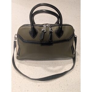 Aimee Kestenberg Two Tone Leather Convertible Shoulder Purse Green / Cream